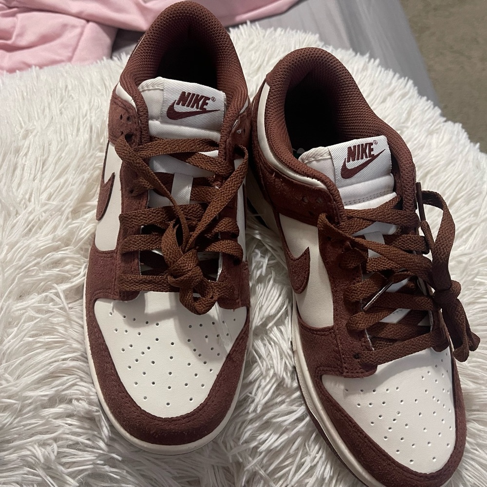 Women’s Nike Dunk Lows Brown and White Sneakers